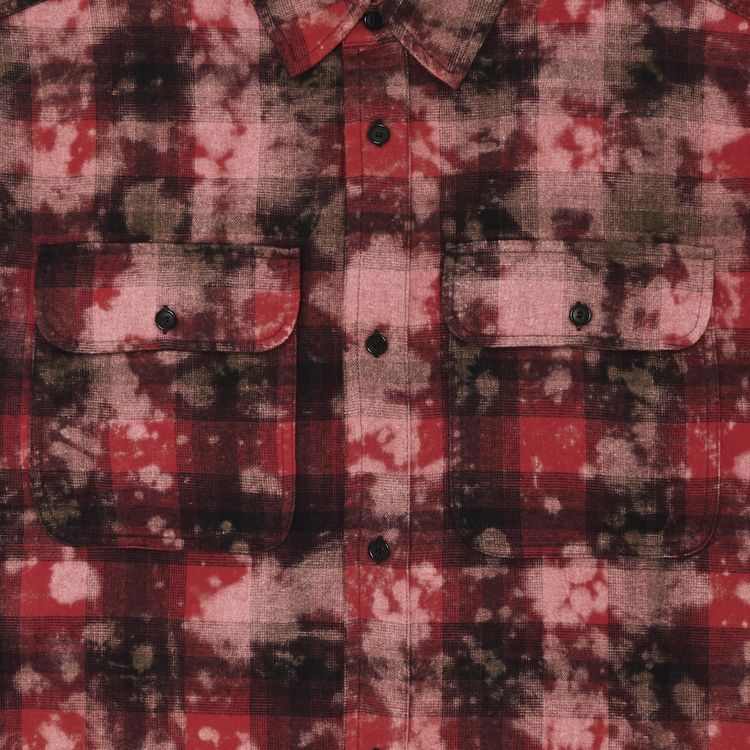 Palm Angels Curved Logo Check Shirt RedOff White