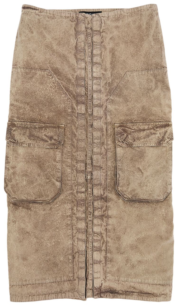 YProject Velcro Cargo Long Skirt Washed Khaki