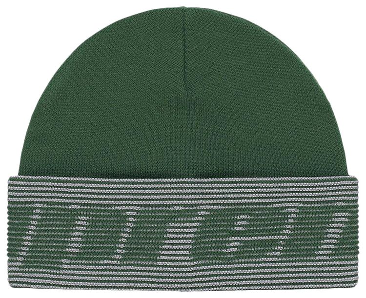 Supreme Reflective Jacquard Beanie Dark Green