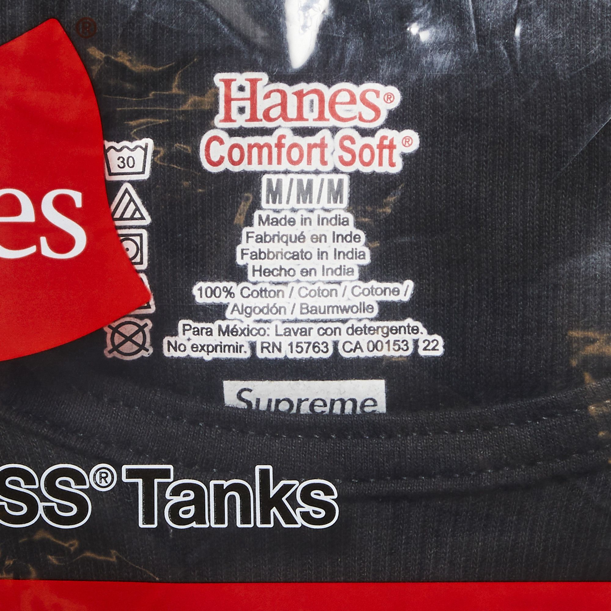Buy Supreme x Hanes Tagless Tank Tops (3 Pack) 'Black