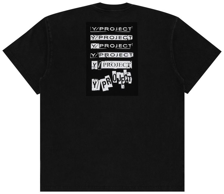 YProject Rock Band Print Pinched Logo T Shirt Vintage Black