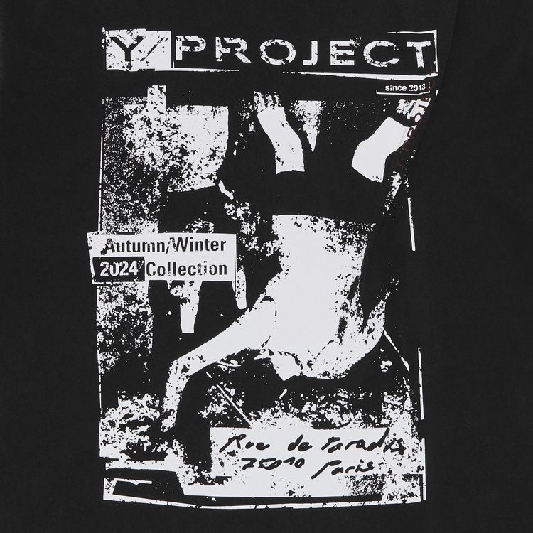 YProject Rock Band Print Pinched Logo T Shirt Vintage Black