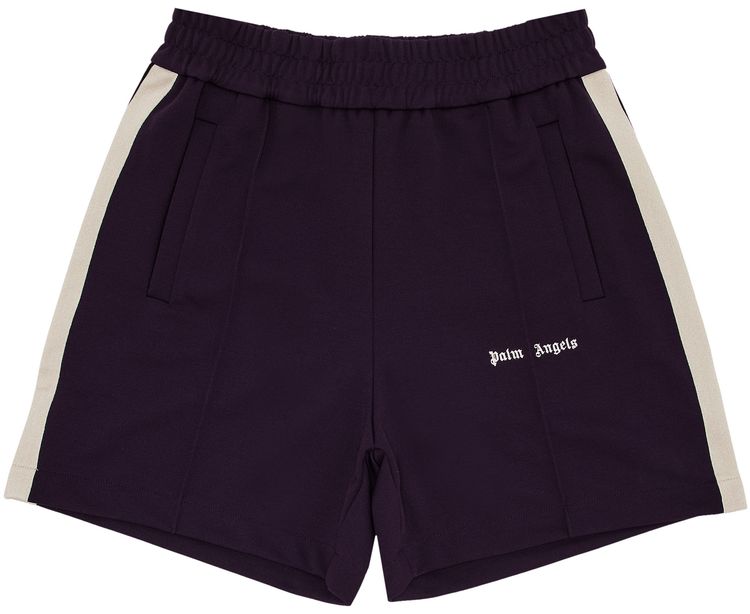 Palm Angels Classic Logo Track Shorts Dark PurpleOff White