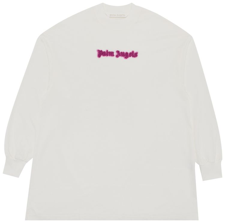 Palm Angels Neon Logo Tee Dress Off WhiteFuschia