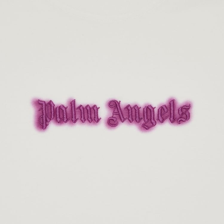 Palm Angels Neon Logo Tee Dress Off WhiteFuschia