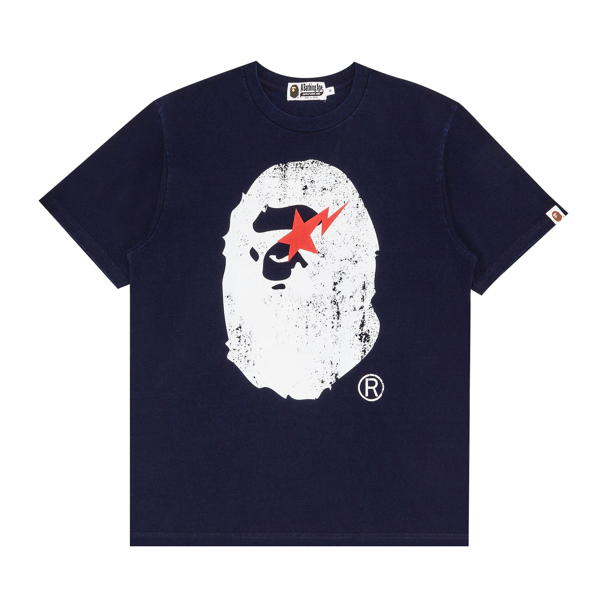 【A BATHING APE】APE HEAD INDIGO TEE Buy BAPE Ape Head Indigo Tee 'Light Indigo' - 1K22 109 006