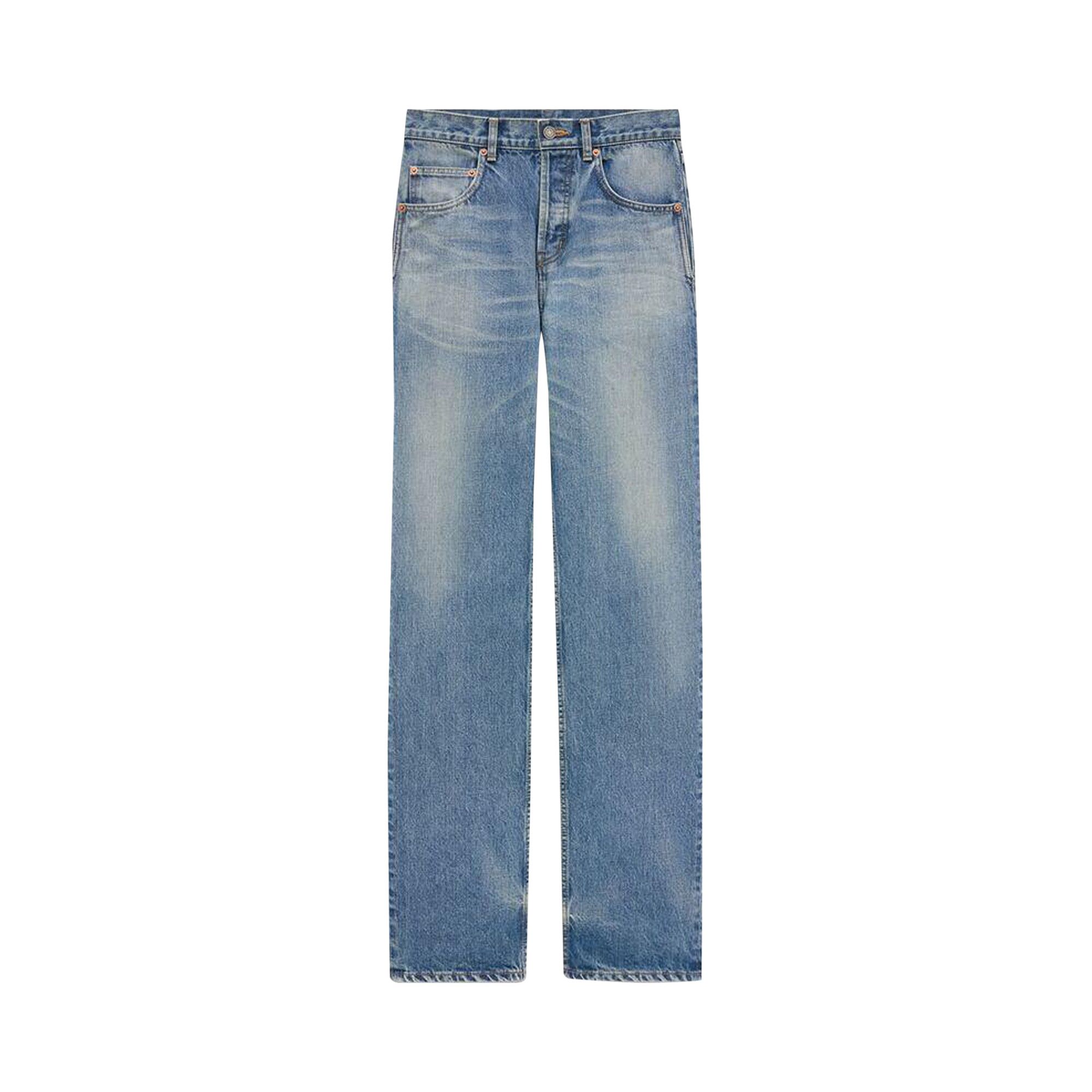 Buy Saint Laurent Mid Straight Baggy Jeans 'Benjamin Blue