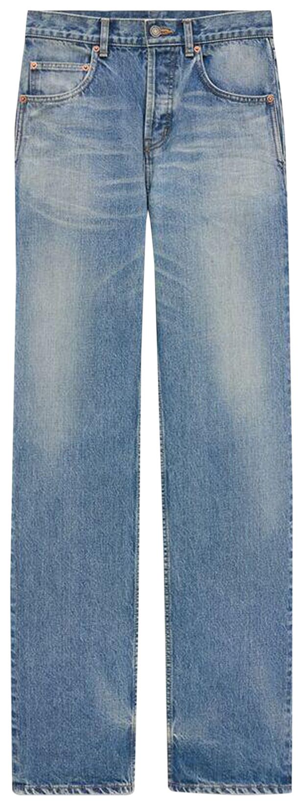 Saint Laurent Mid Straight Baggy Jeans Benjamin Blue