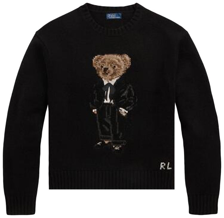 Polo Ralph Lauren Wool Bear Long Sleeve Pullover Polo BlackMulticolor