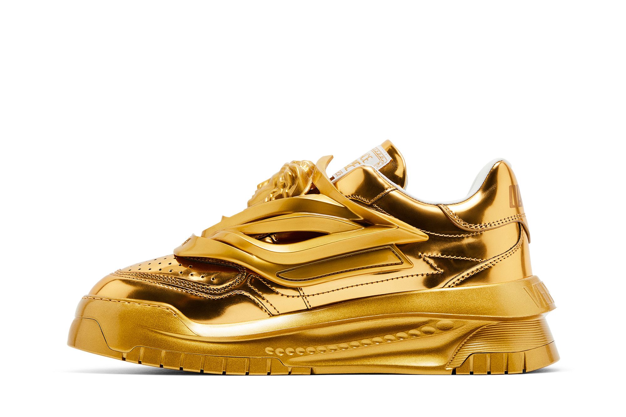 Size 11.0 Versace Odissea Caged Rubber Medusa Sneaker Metallic Gold