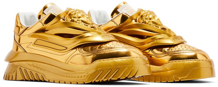 Versace Odissea Caged Rubber Medusa Sneaker Metallic Gold