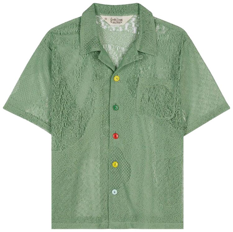 Brain Dead Engineered Mesh Short Sleeve Button Up Green