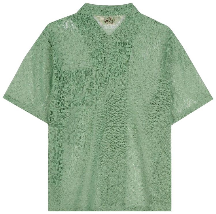 Brain Dead Engineered Mesh Short Sleeve Button Up Green