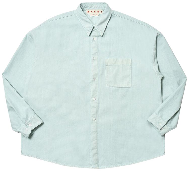 Marni Flocked Denim Overshirt Aquamarine