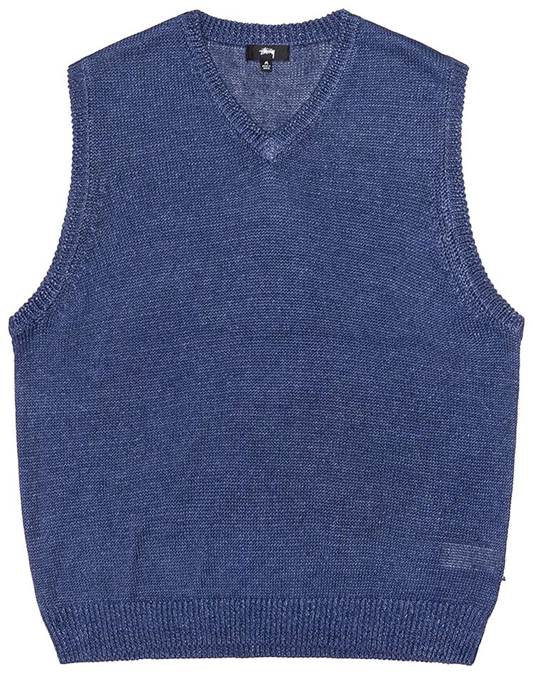 Stussy Loose Knit Linen Vest Blue