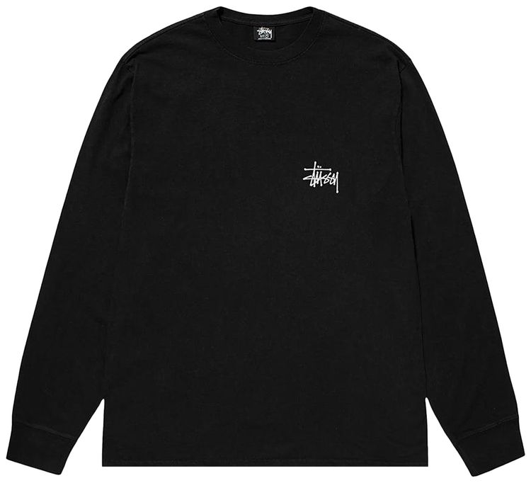 Stussy Basic Pigment Dyed Long Sleeve Tee Black