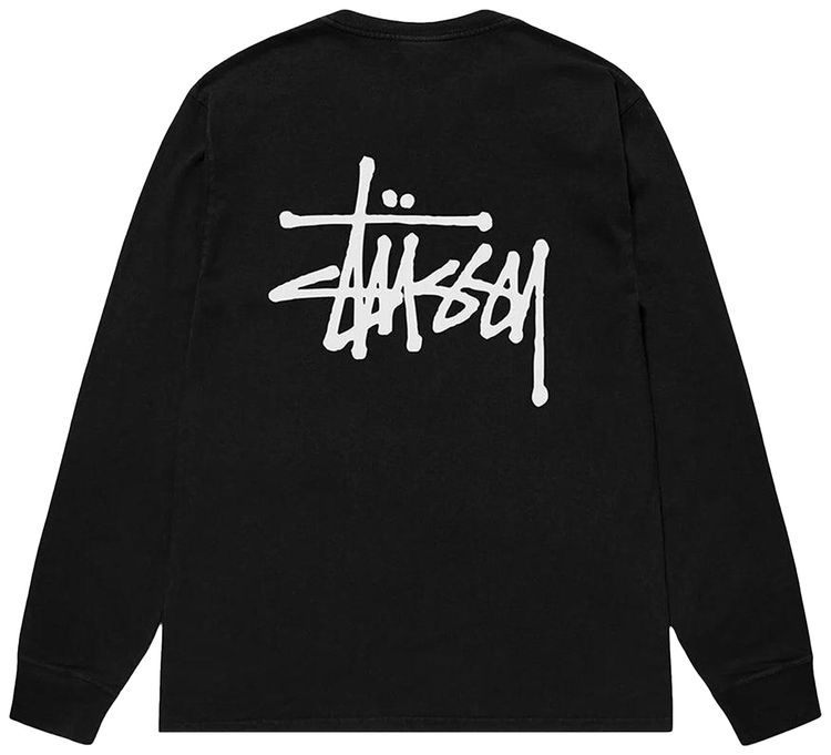 Stussy Basic Pigment Dyed Long Sleeve Tee Black