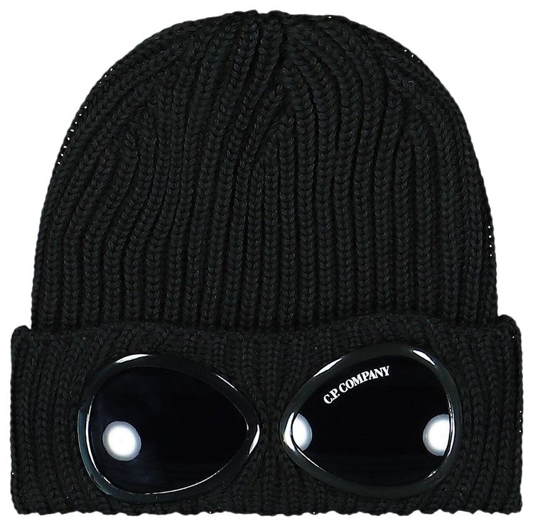 CP Company Extra Fine Merino Wool Goggle Beanie Black