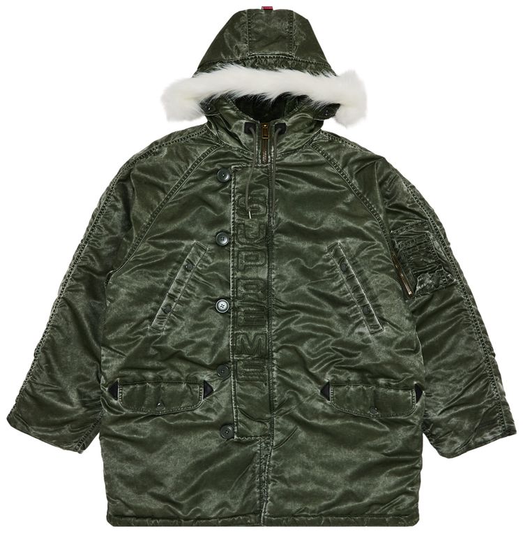 Supreme Washed Flight Satin N 3B Parka Olive