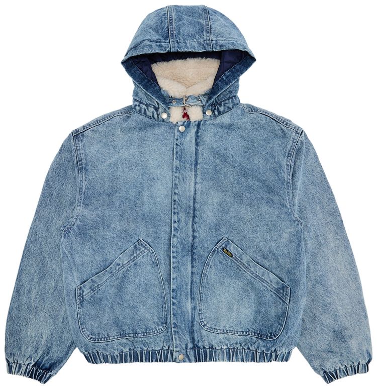 Supreme Faux Shearling Lined Bomber Jacket Denim