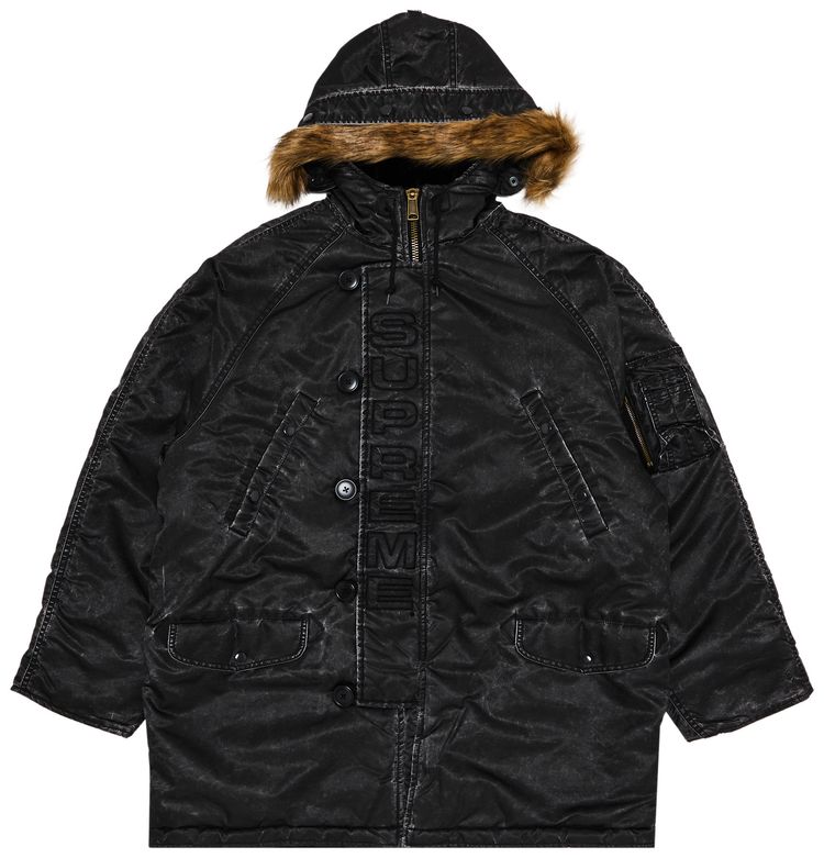 Supreme Washed Flight Satin N 3B Parka Black