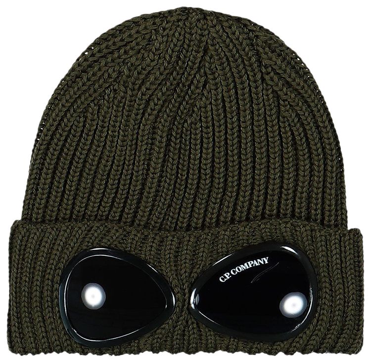 CP Company Extra Fine Merino Wool Goggle Beanie Ivy Green