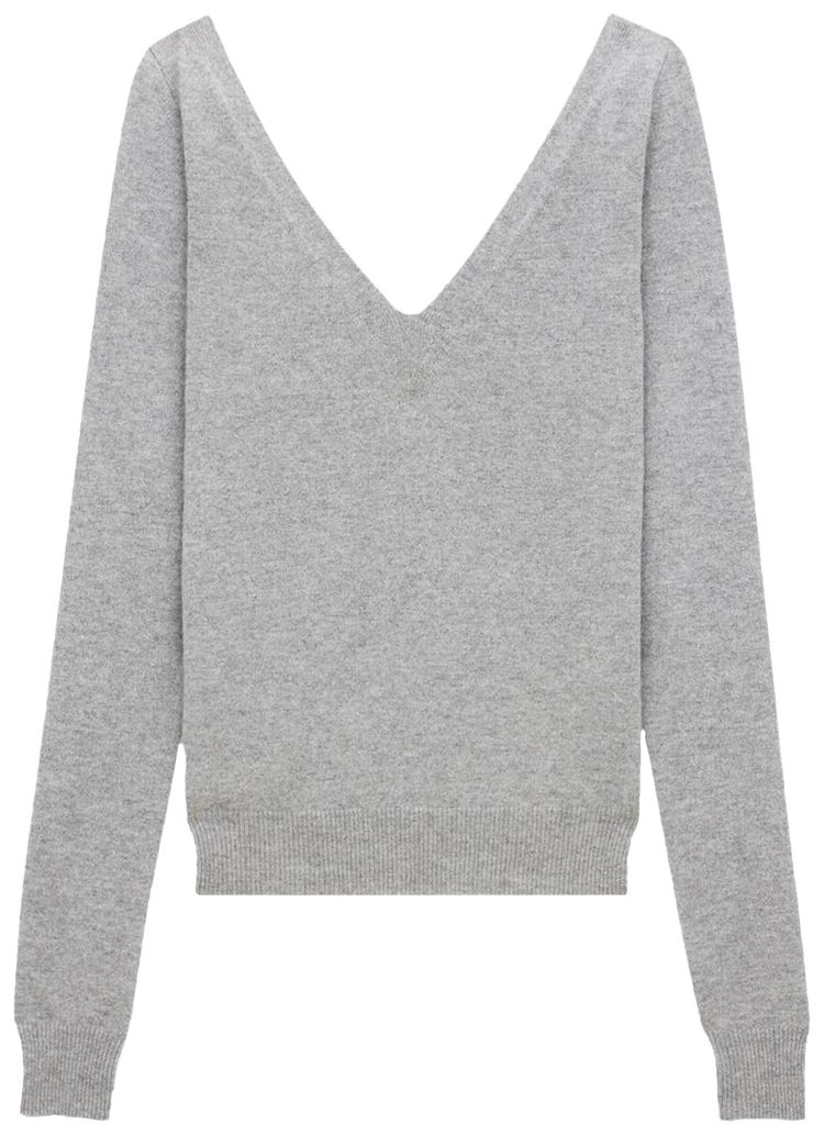 Saint Laurent V Neck Cashmere Sweater Grey