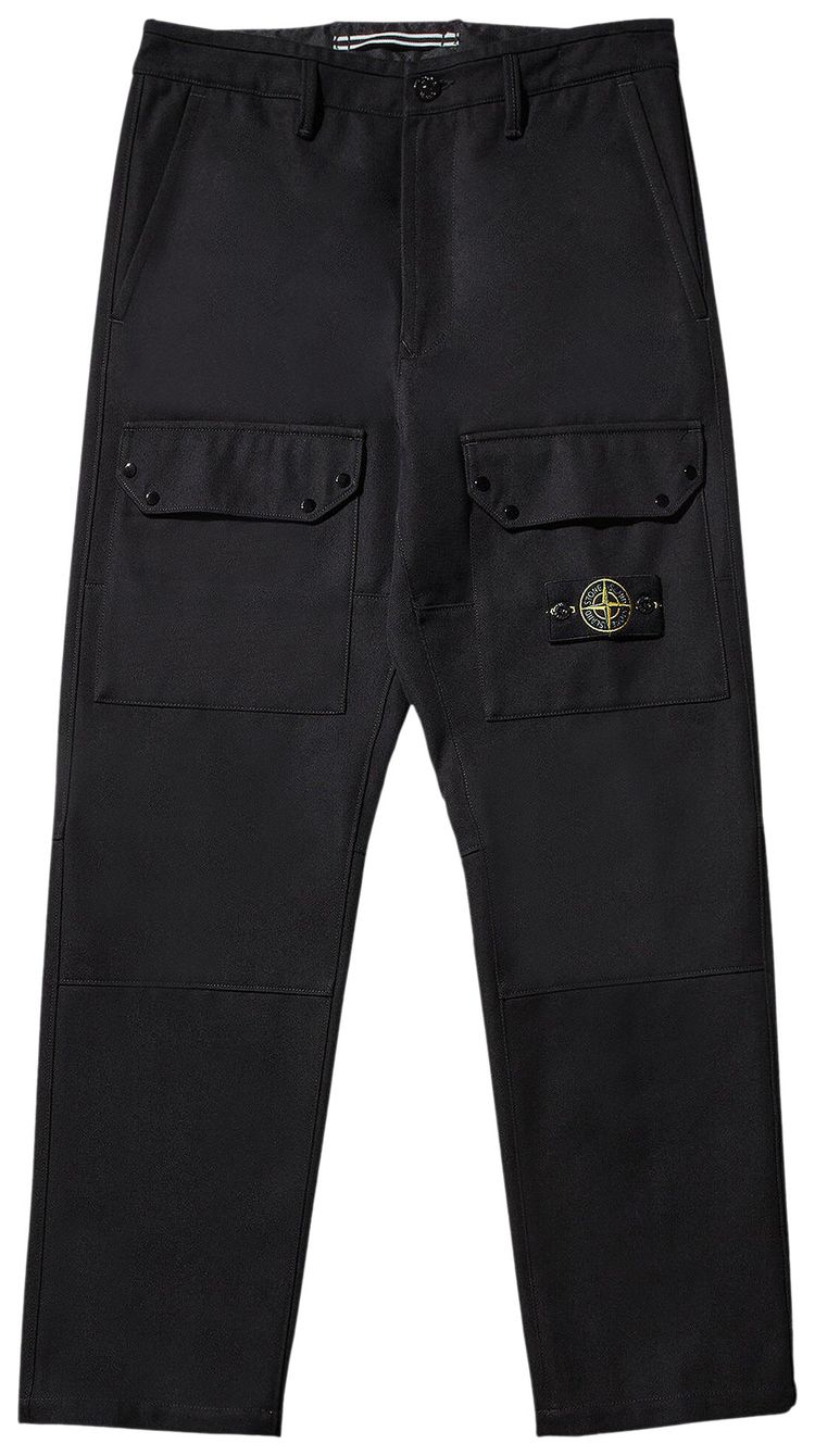 Stone Island Logo Patch Cargo Pants Black