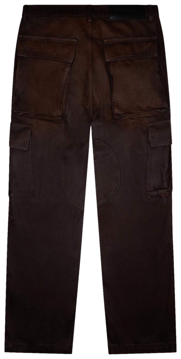 Nahmias Waxed Denim Logo Cargo Pant Brown Wash