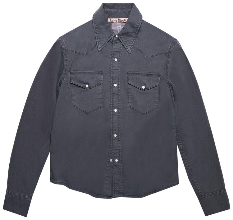 Acne Studios Denim Button Up Shirt Dark Grey