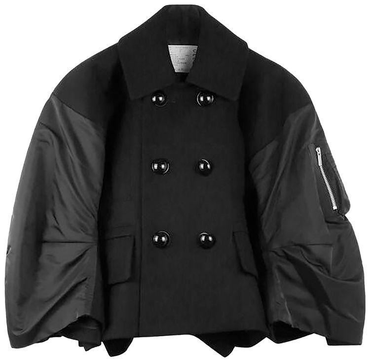 Sacai Wool Melton Nylon Twill Jacket Black