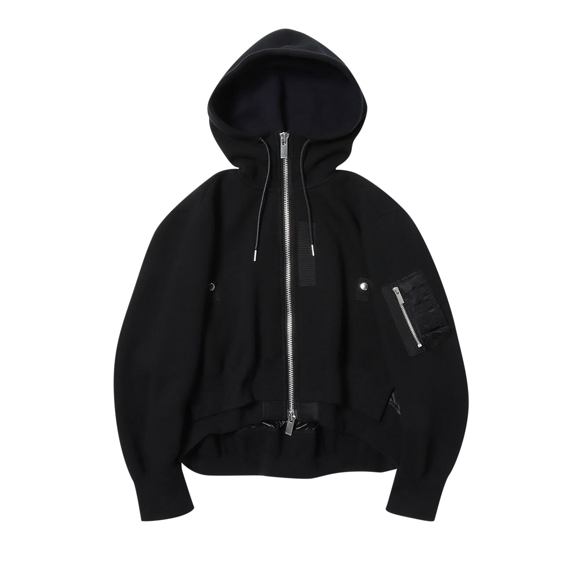 Buy Sacai Sponge Sweat Nylon Twill Hoodie 'Black' - SCW 231 002 | GOAT