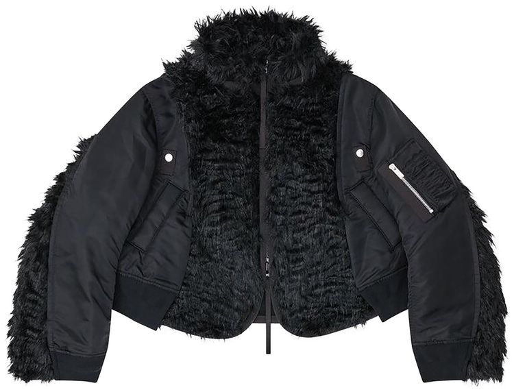 Sacai Faux Fur Nylon Twill Blouson Black