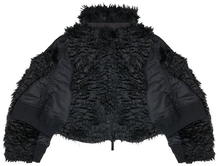 Sacai Faux Fur Nylon Twill Blouson Black