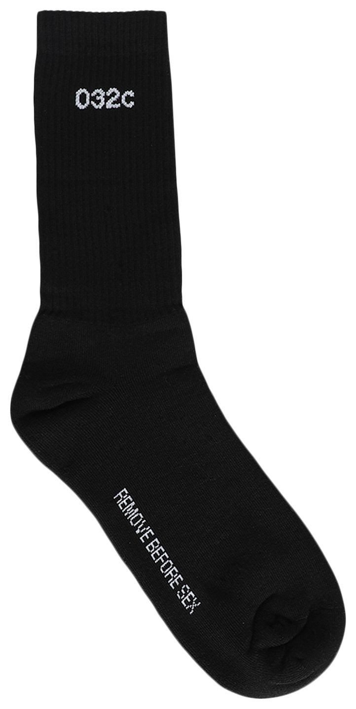 032C Remove Before Sex Crew Socks BlackWhite