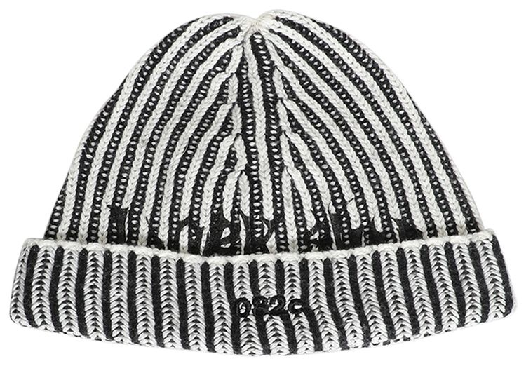 032C Crusader Rib Beanie BlackWhite