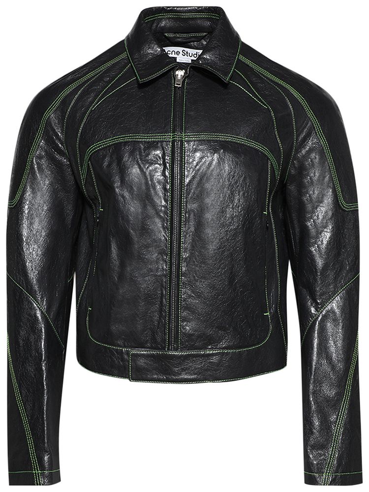 Acne Studios Leather Jacket Anthracite Grey