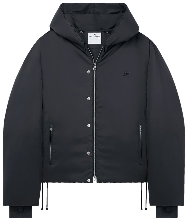 Courreges Nylon Hooded Puffer Jacket Black