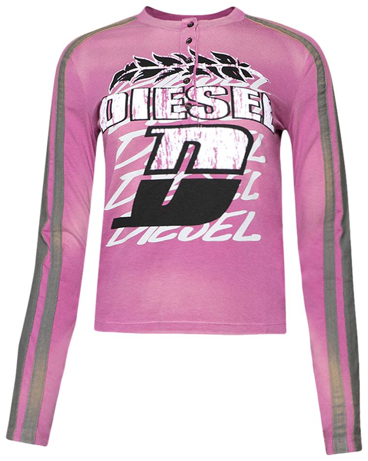 Diesel T Uncutie Stripe Long Sleeve T Shirt BerryRed