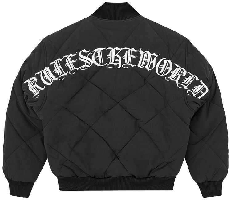 Corteiz CRTZ Olde English Quilted Bomber Jacket Black