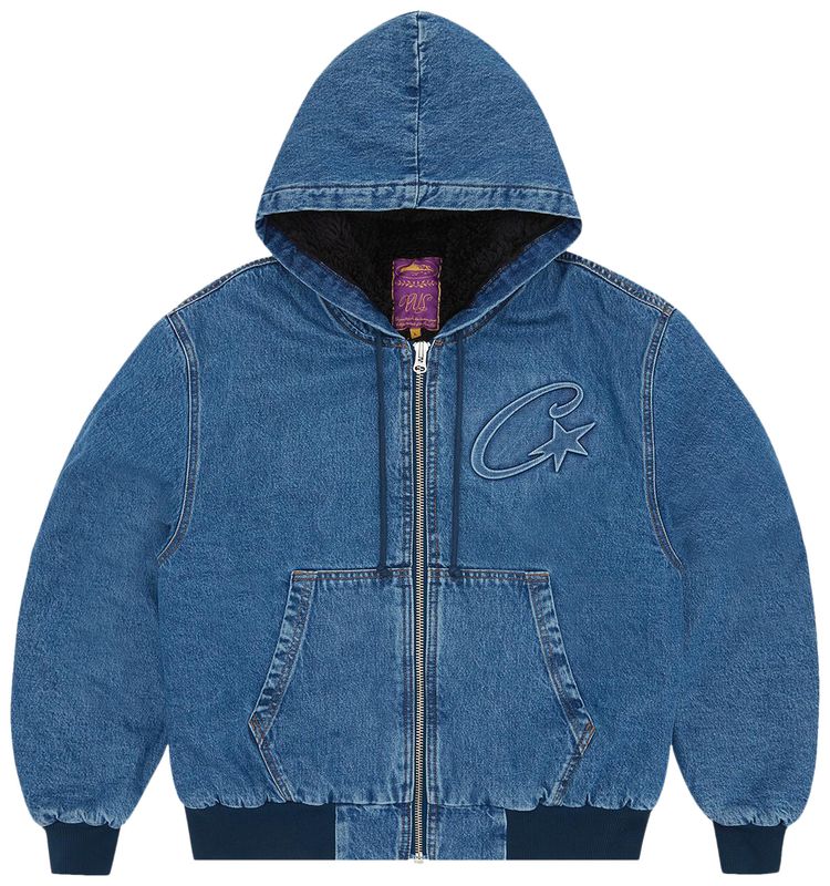Corteiz CRTZ Embossed C Star Denim Work Jacket Blue