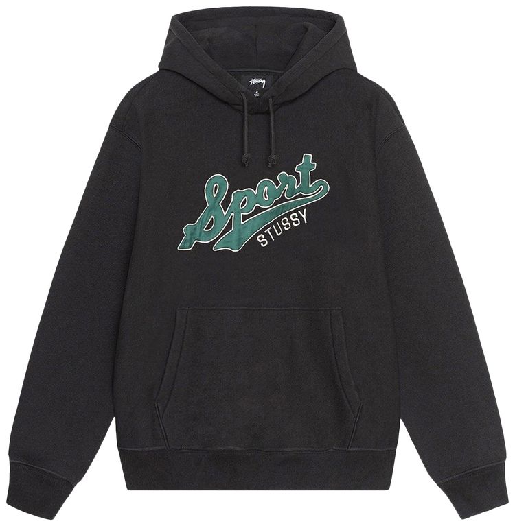 Stussy Satin Patch Oversized Hoodie Washed Black