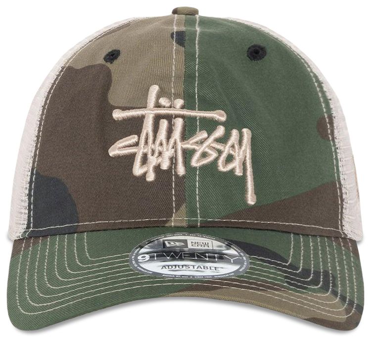 Stussy New Era 9TWENTY Basic Trucker Woodland Camo
