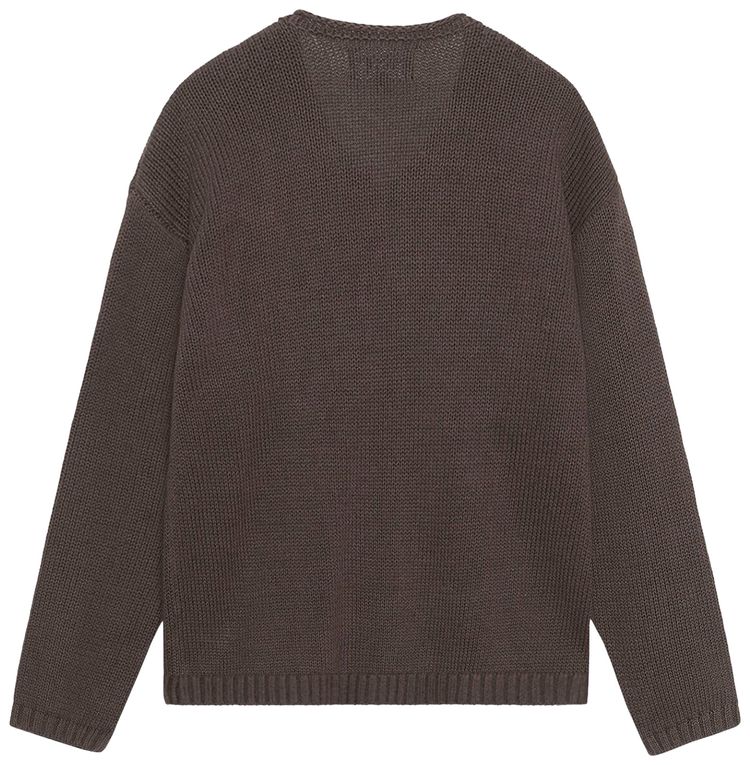 Stussy Embroidered V Neck Logo Sweater Brown