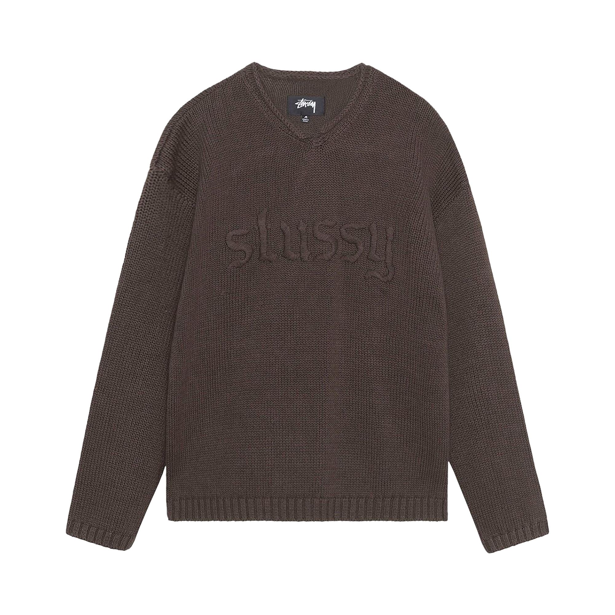トップス stussy EMBROIDERED V-NECK LOGO SWEATER Stussy Embroidered V-Neck Logo Sweater Natural Men's - SS24 - US