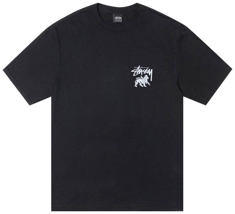 Stussy Pigment Dyed Rasta Lion Tee Black