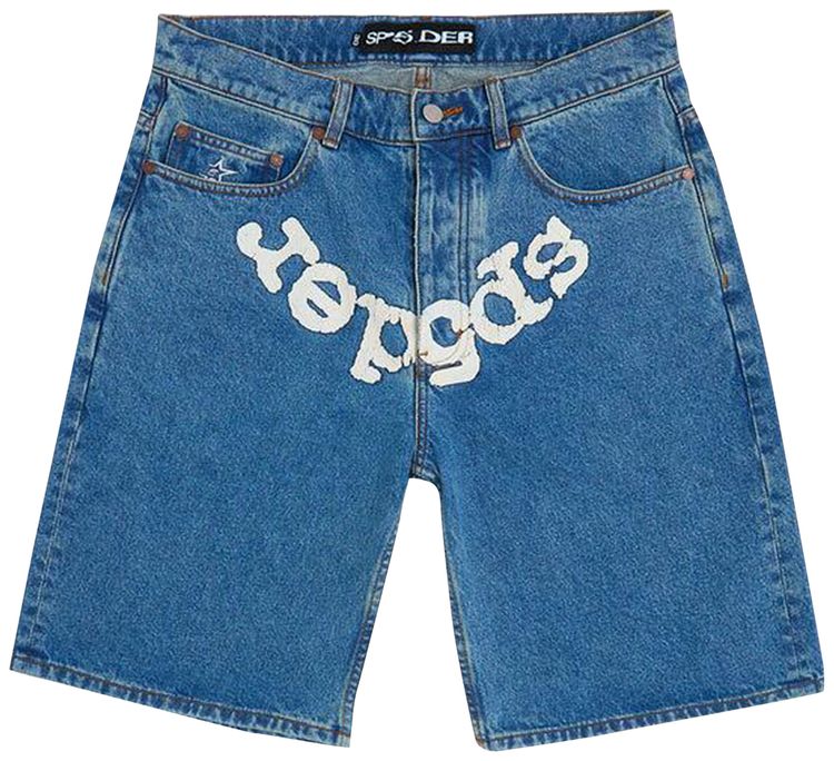 Sp5der OG Logo Denim Short Blue