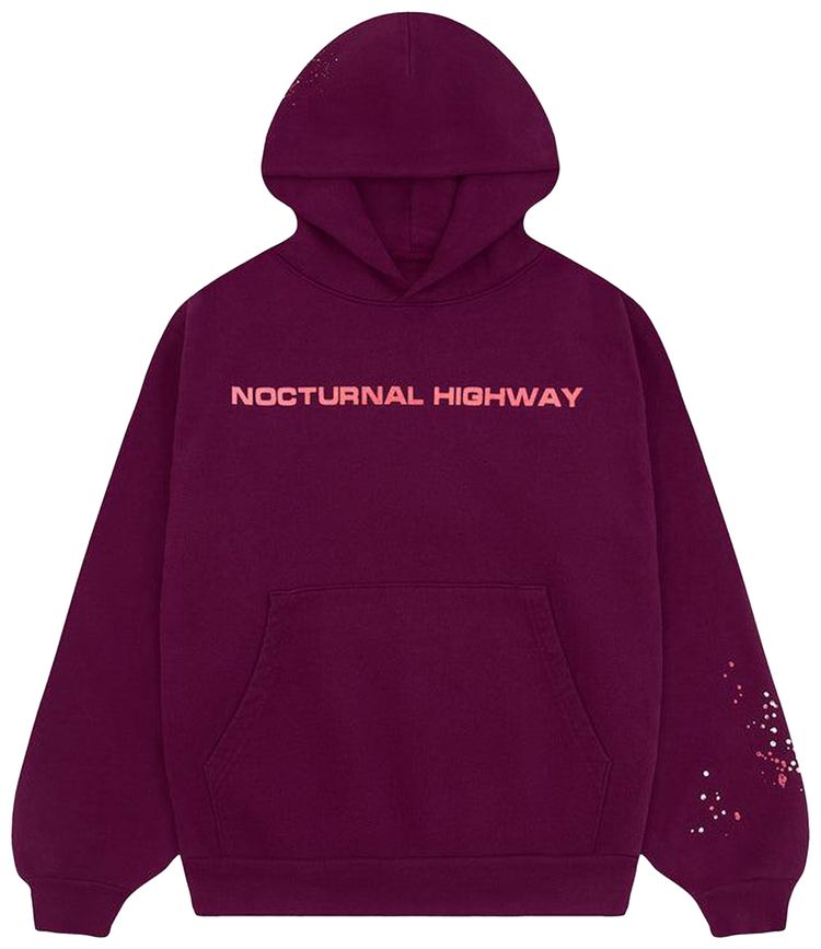 Sp5der Nocturnal Highway Hoodie Burgundy