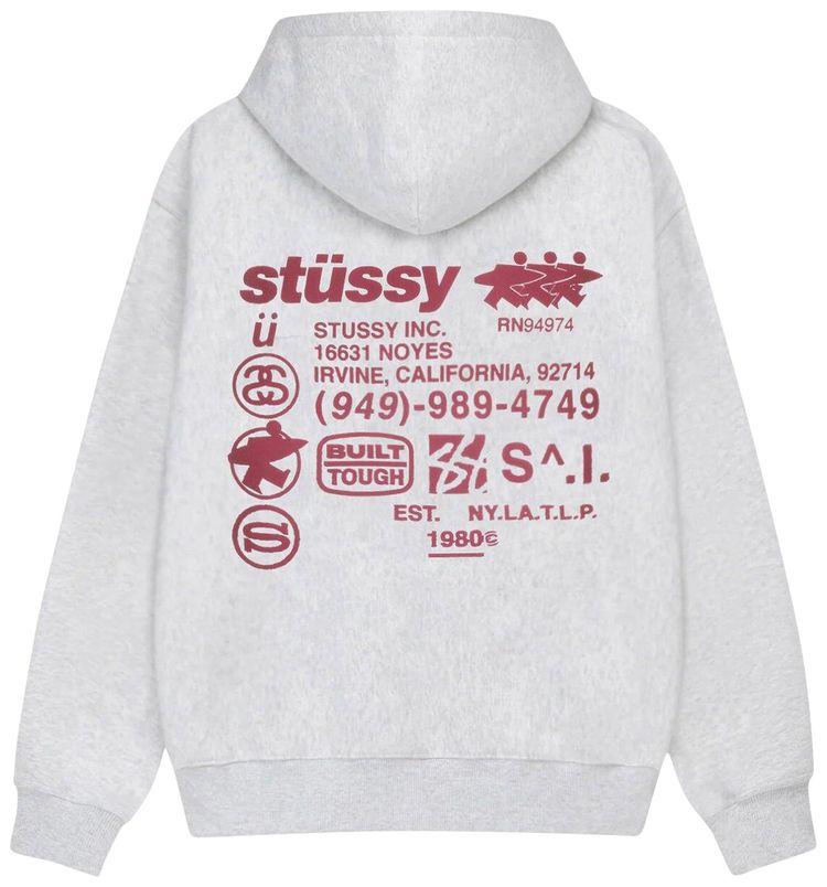 Stussy DNA Zip Hoodie Ash Heather