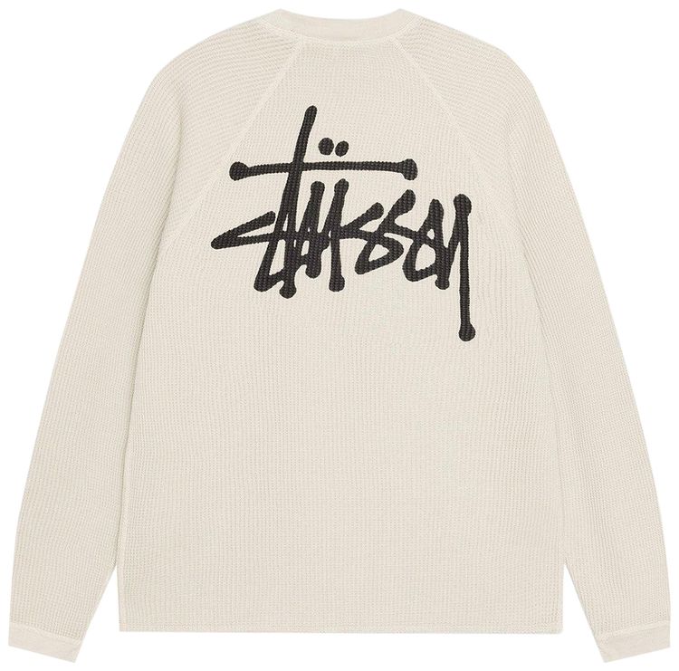 Stussy Raglan Thermal Long Sleeve Crew Bone